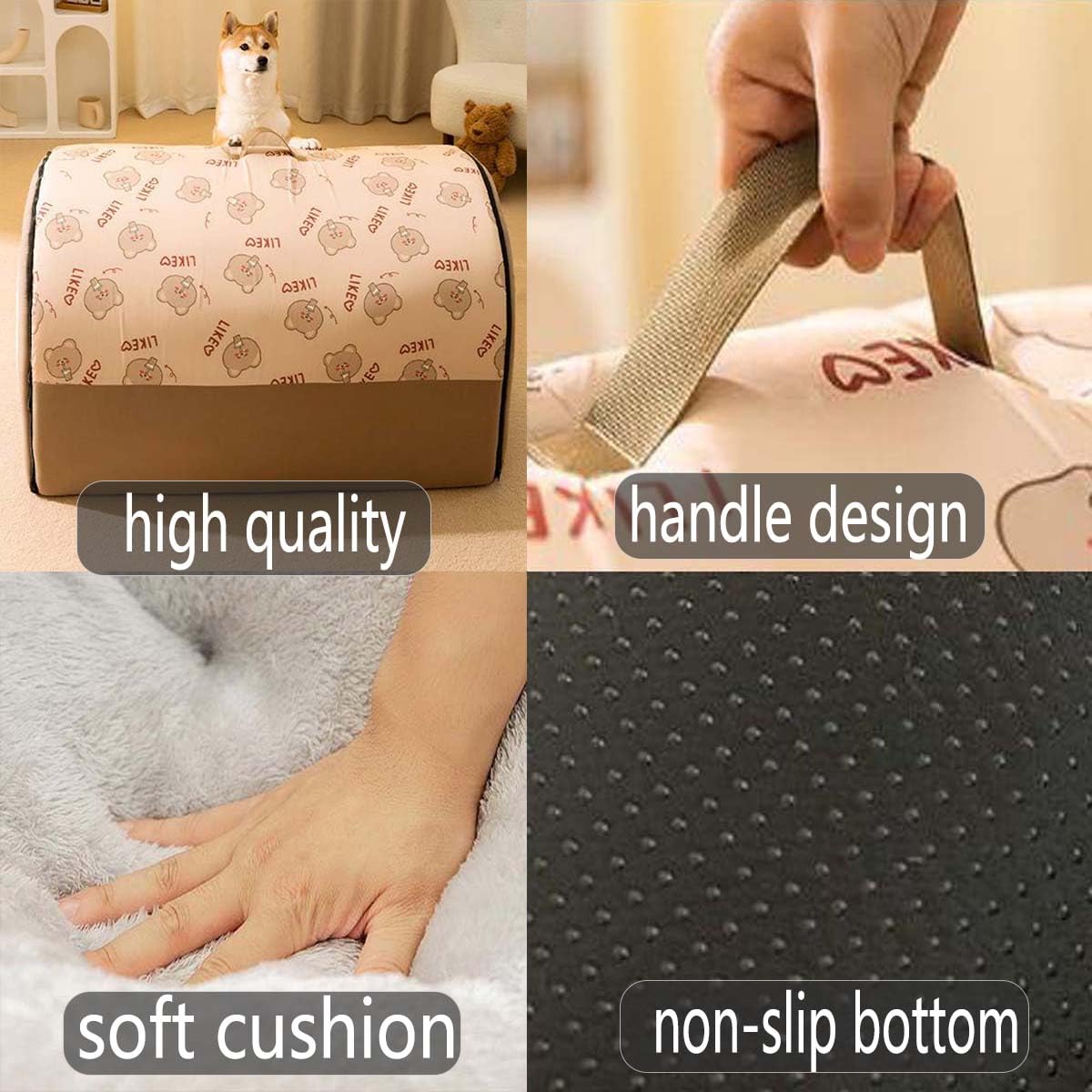 FellNest 2 in 1 Hundehütte und Hundebett faltbar warm mit weichem Kissen rutschfest waschbar für Hunde und Katzen Indoor