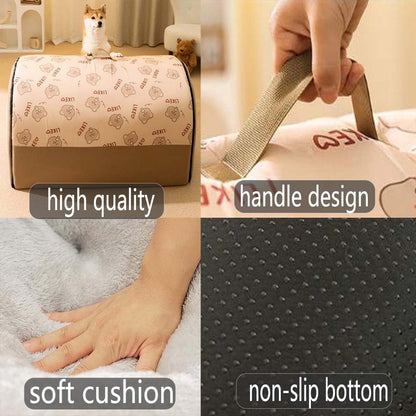 FellNest 2 in 1 Hundehütte und Hundebett faltbar warm mit weichem Kissen rutschfest waschbar für Hunde und Katzen Indoor