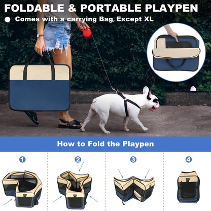 FellNest Hunde Laufstall faltbar tragbares Haustier Spielgehege mit Transporttasche für Welpen Katzen Kaninchen Indoor Outdoor
