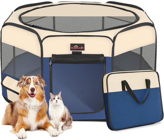 FellNest Hunde Laufstall faltbar tragbares Haustier Spielgehege mit Transporttasche für Welpen Katzen Kaninchen Indoor Outdoor