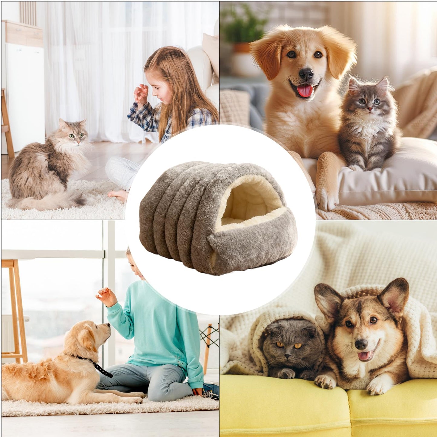 FellNest Haustier Schlafnest faltbar Katzenbett und Hundehöhle warm platzsparend Indoor für Katzen Welpen und Kaninchen