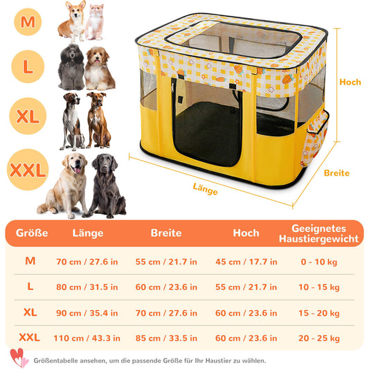 FellNest Welpenauslauf faltbarer Laufstall für Hunde und Katzen tragbar mit Transporttasche Indoor Outdoor Reisen Camping XL