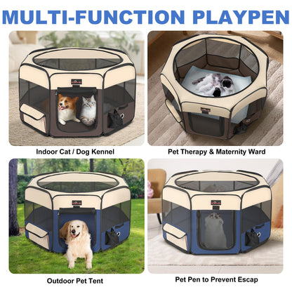 FellNest Hunde Laufstall faltbar tragbares Haustier Spielgehege mit Transporttasche für Welpen Katzen Kaninchen Indoor Outdoor