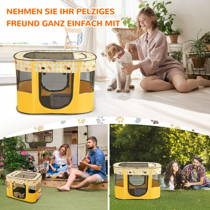 FellNest Welpenauslauf faltbarer Laufstall für Hunde und Katzen tragbar mit Transporttasche Indoor Outdoor Reisen Camping XL