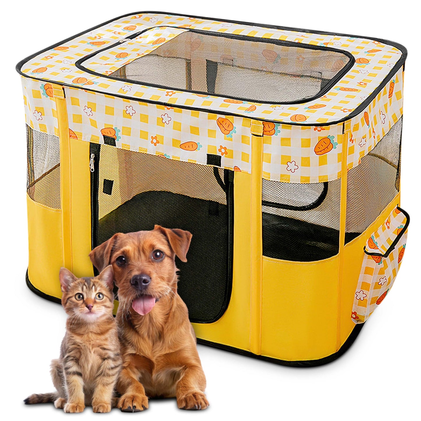 FellNest Welpenauslauf faltbarer Laufstall für Hunde und Katzen tragbar mit Transporttasche Indoor Outdoor Reisen Camping XL